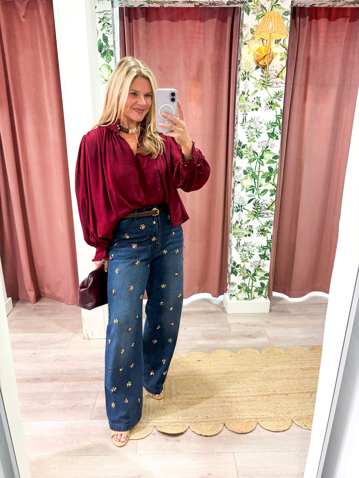 Francesca Puff Sleeve Top-Burgundy