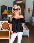 Great Night Off Shoulder Top-Black