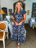 Sunset In Sorrento Midi Dress-Navy