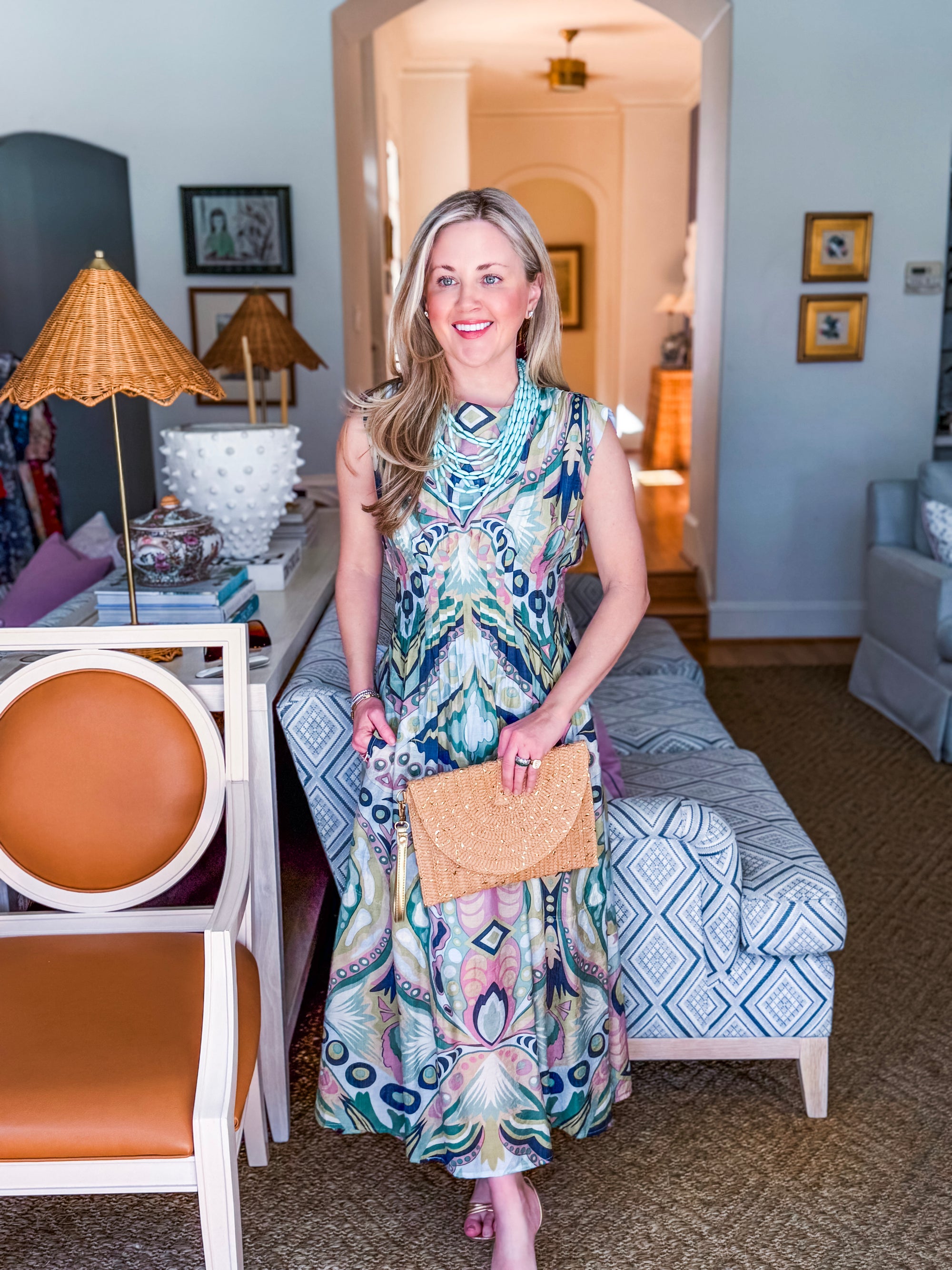 Sedonia Sunset Midi Dress-Navy/Mint