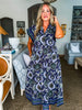 Sunset In Sorrento Midi Dress-Navy