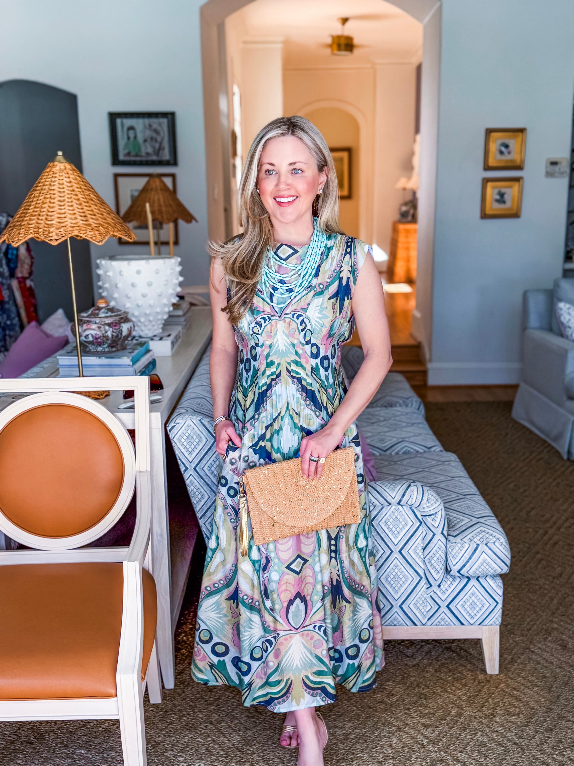 Sedonia Sunset Midi Dress-Navy/Mint