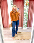 Lucille Stand Collar Top-Camel