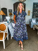 Sunset In Sorrento Midi Dress-Navy