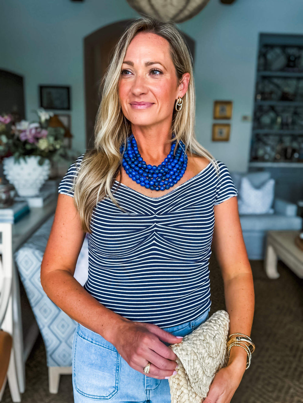 Yacht Life Striped Top -Navy/White