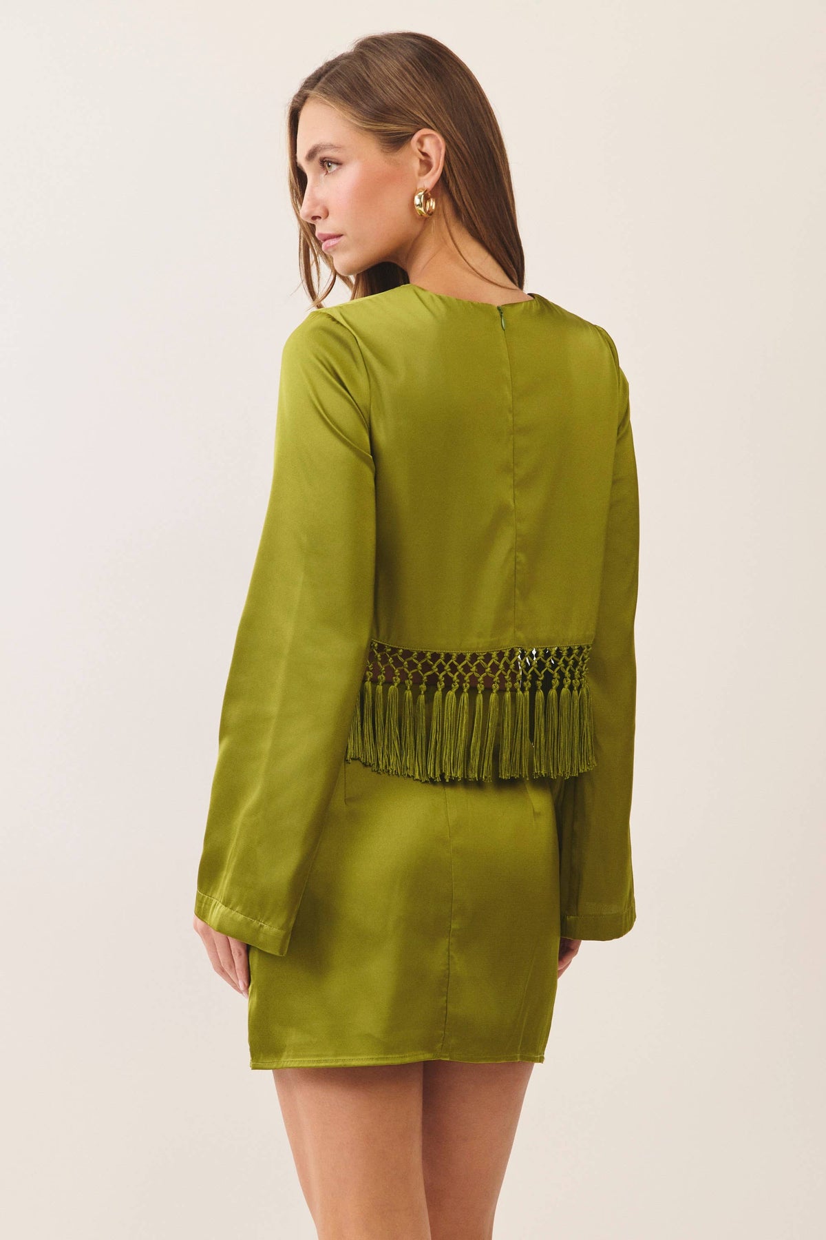 Sway With Me Satin Fringe Top