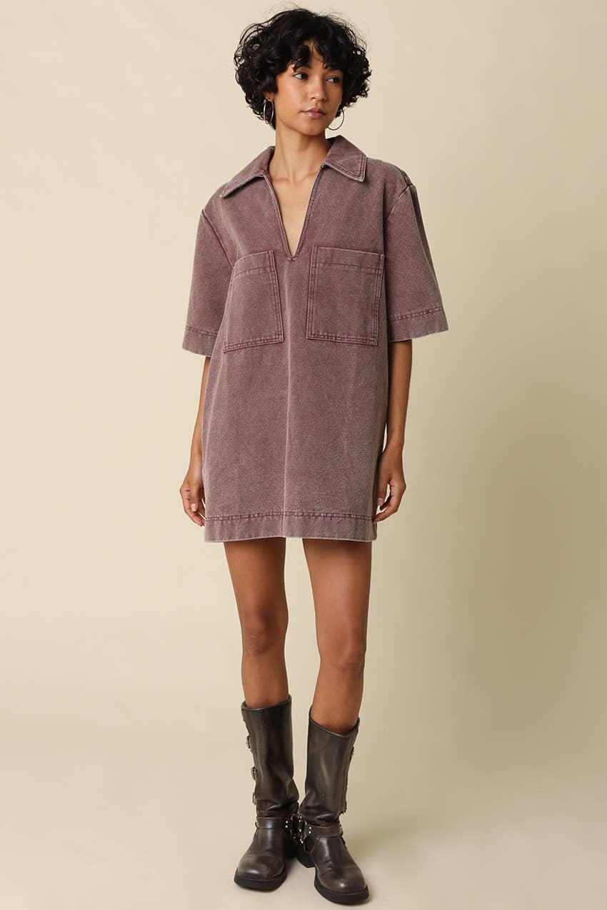 Rosie Washed Collared Mini Dress