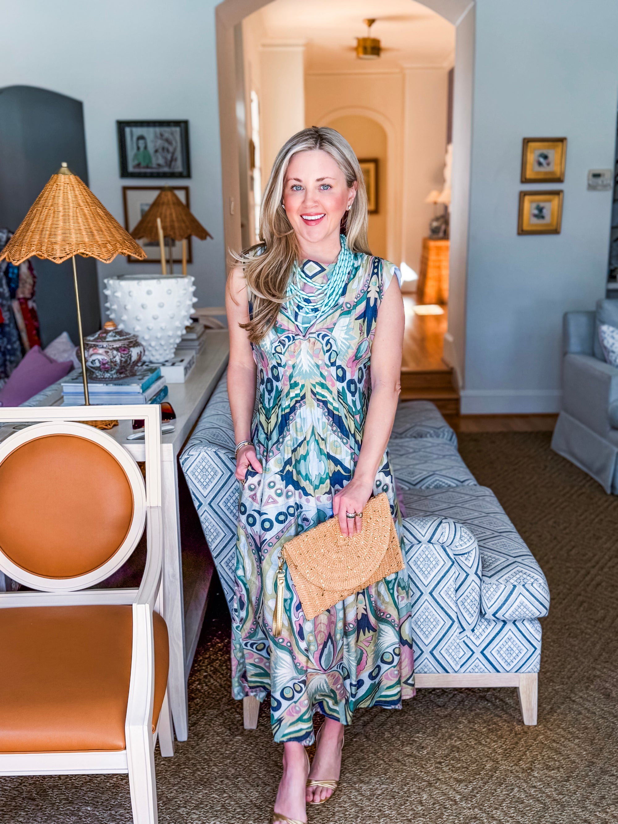 Sedonia Sunset Midi Dress-Navy/Mint