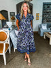 Sunset In Sorrento Midi Dress-Navy