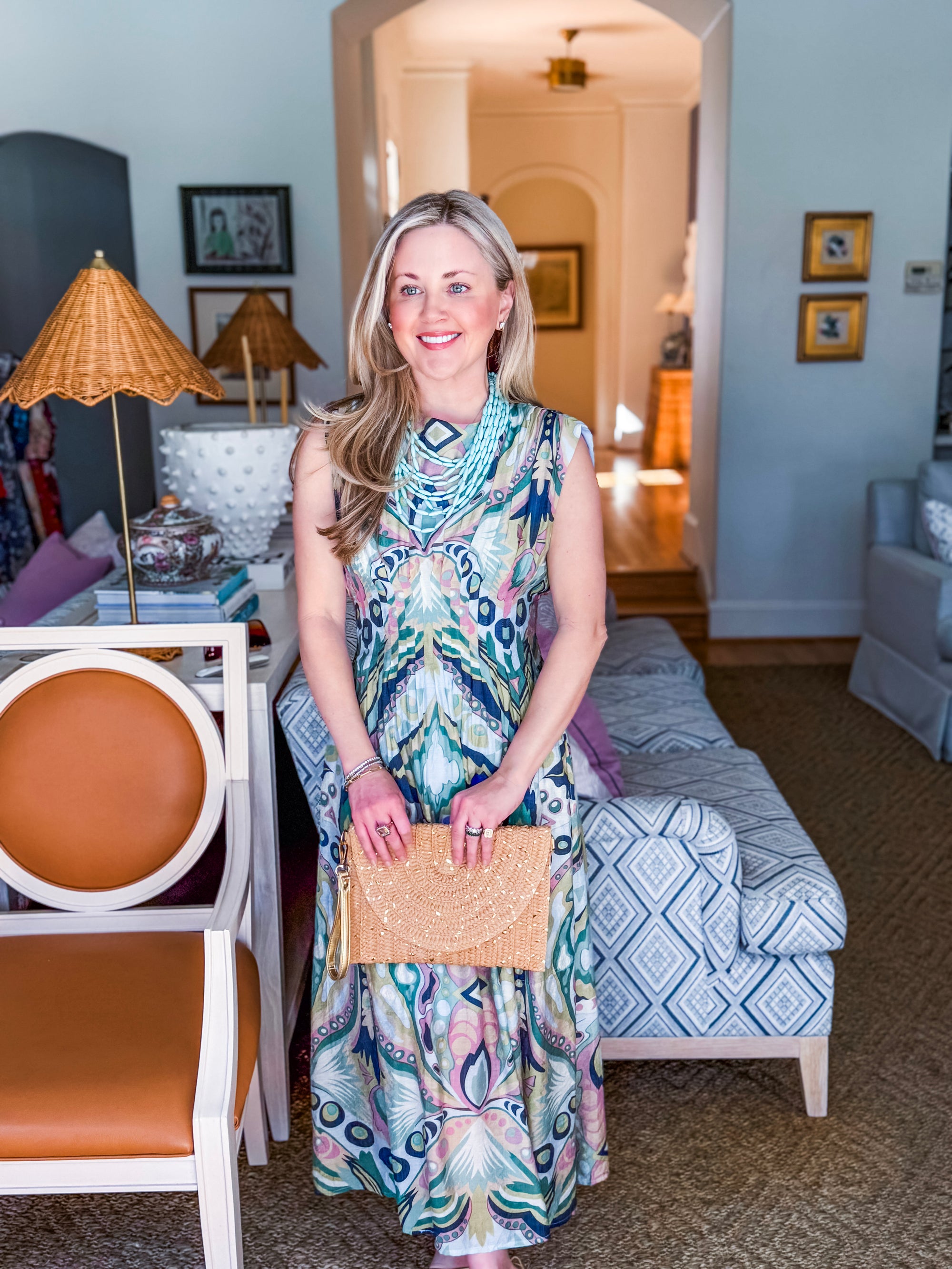 Sedonia Sunset Midi Dress-Navy/Mint