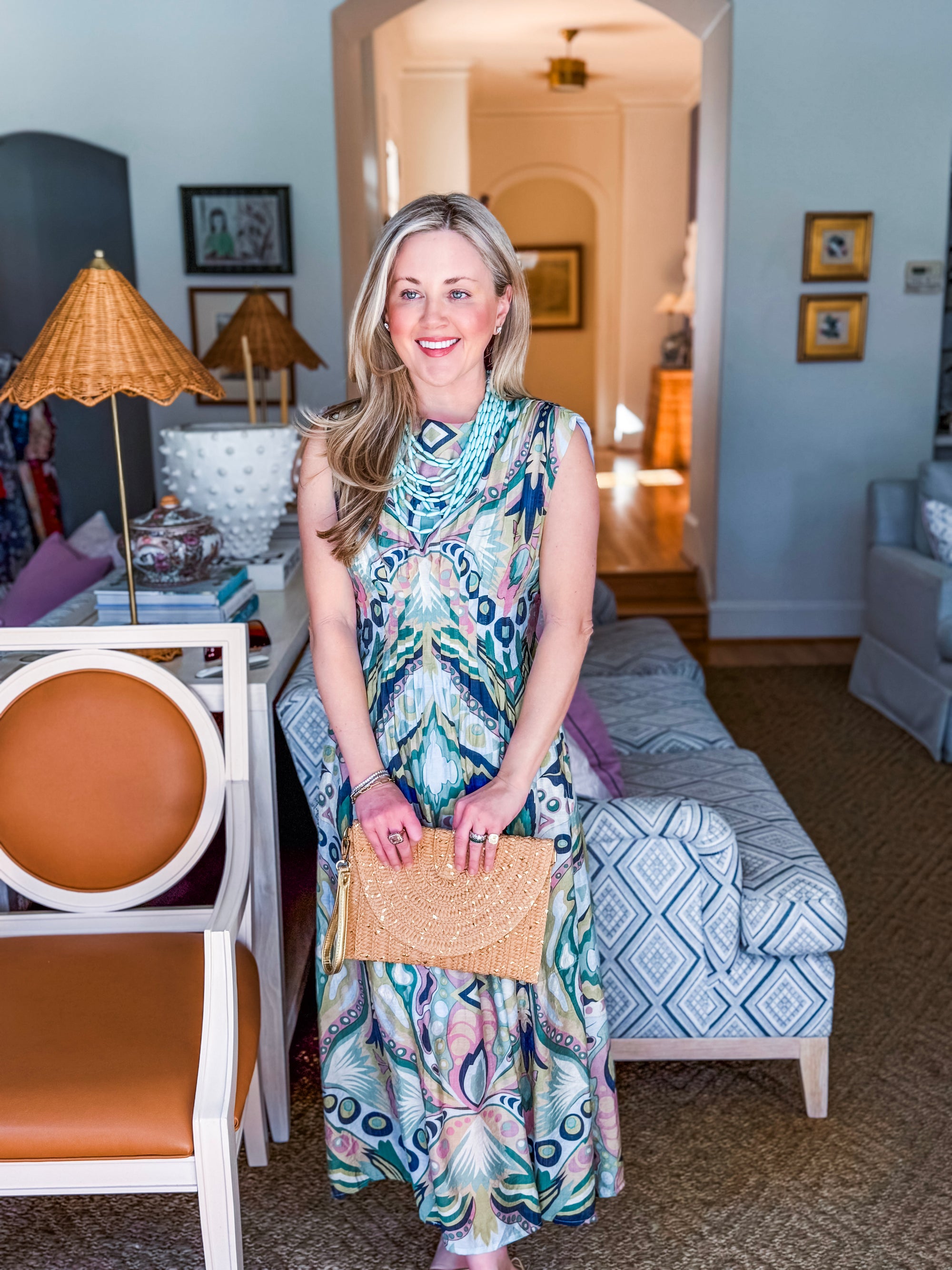 Sedonia Sunset Midi Dress-Navy/Mint