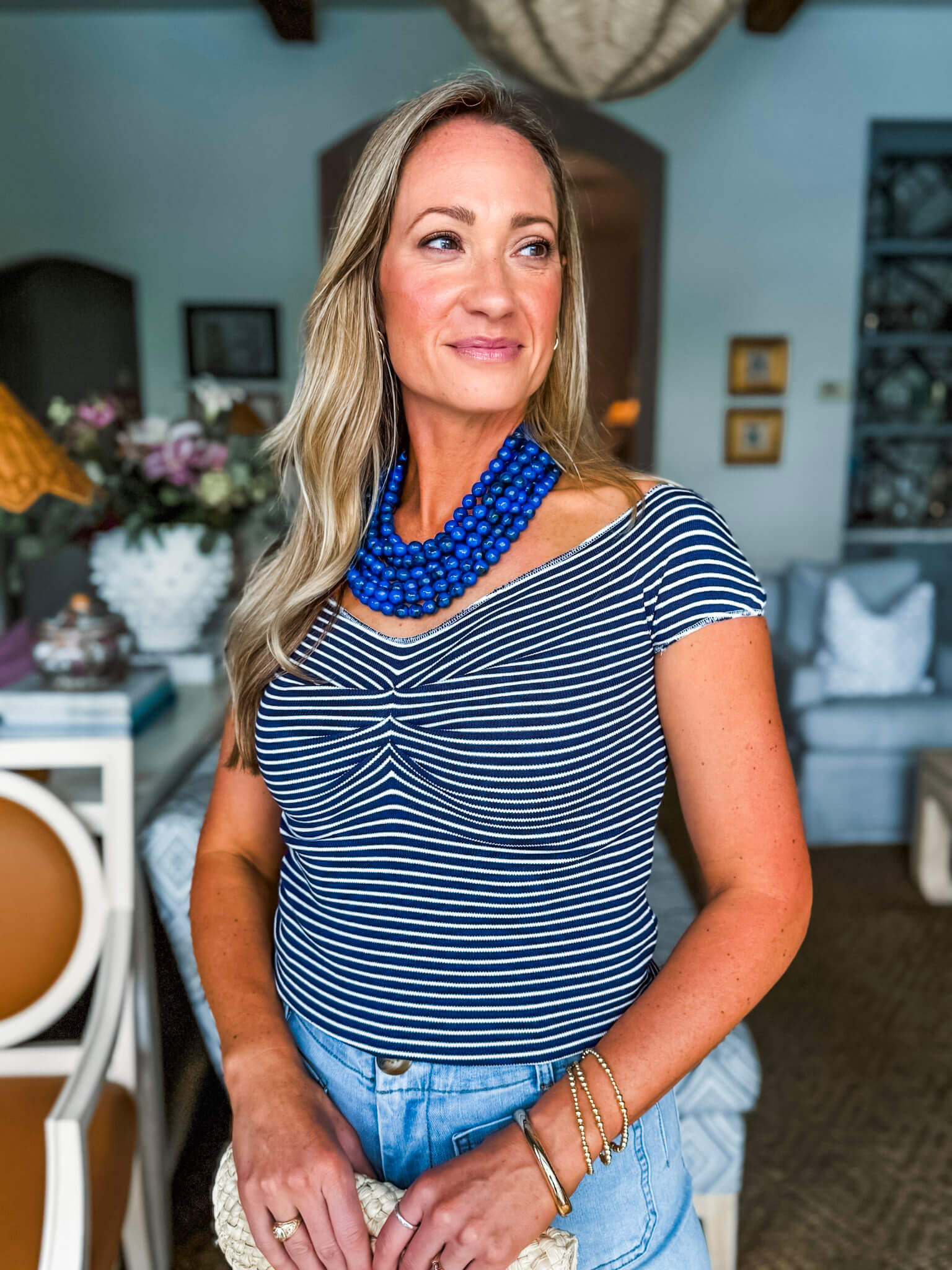 Yacht Life Striped Top -Navy/White