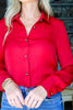 Kind Heart Button Up Top-Crimson Red