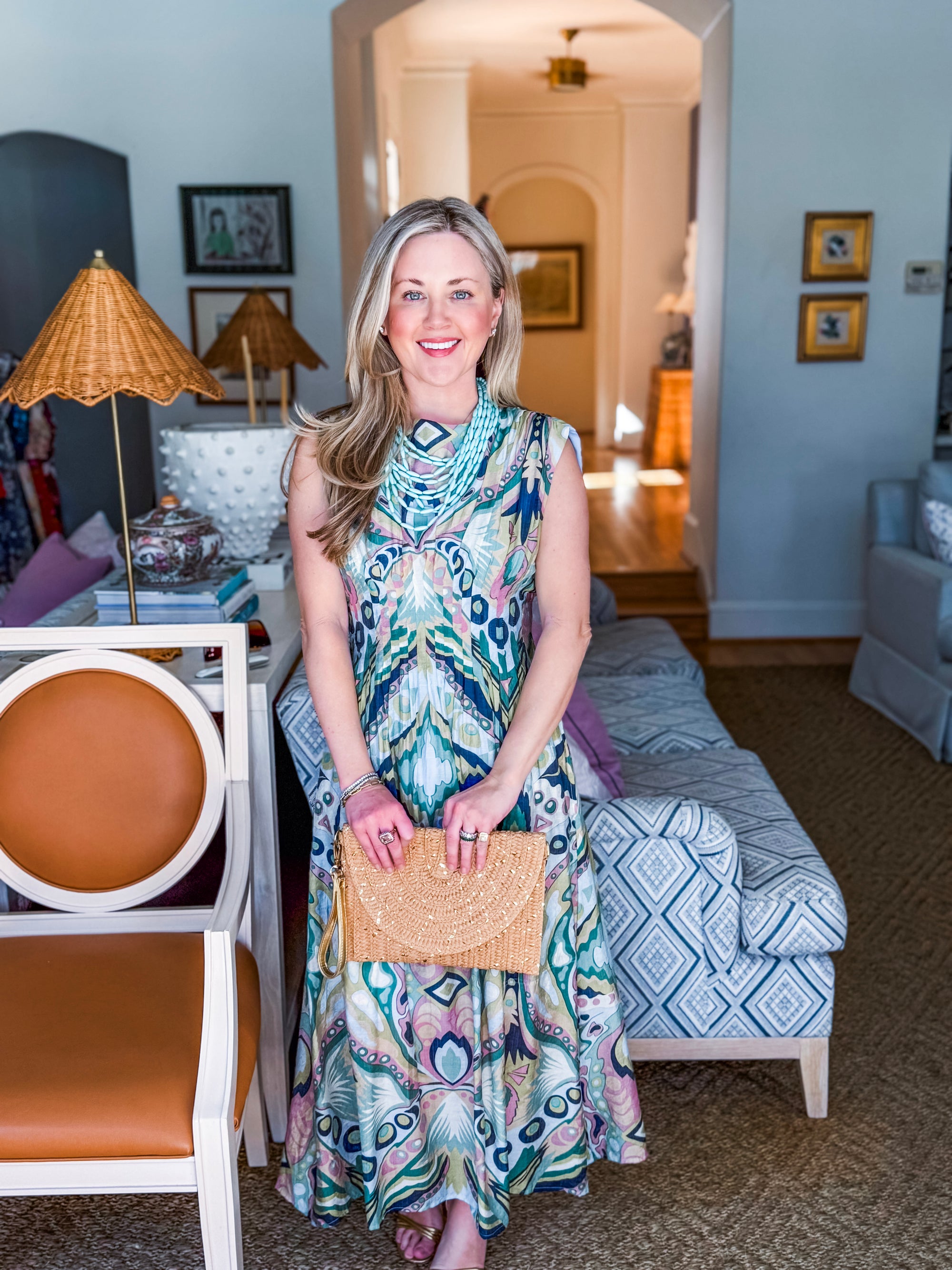 Sedonia Sunset Midi Dress-Navy/Mint