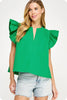 Kind Eyes Poplin Top-Emerald