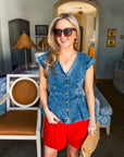 Barrel Race Denim Peplum Top