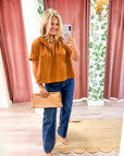 Lucille Stand Collar Top-Camel