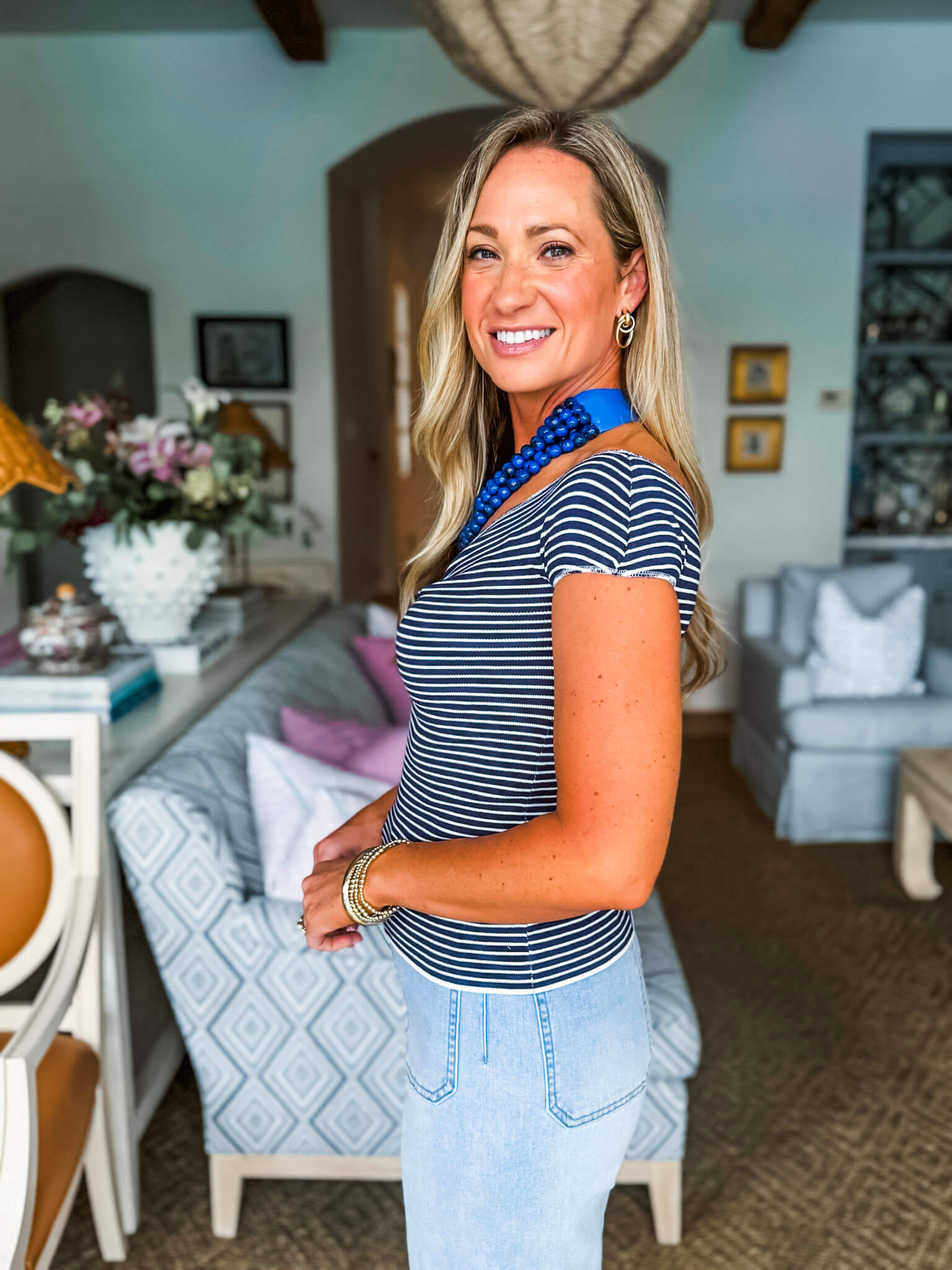 Yacht Life Striped Top -Navy/White