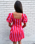 Boardwalk Babe Mini Dress-Pink/Red