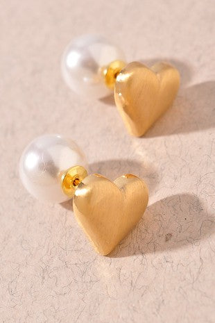 Gold Dipped Matte Heart Earrings