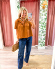 Lucille Stand Collar Top-Camel
