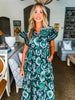 Sunset In Sorrento Midi Dress-Green