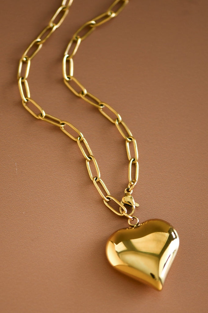 Puffy Heart Chain Necklace