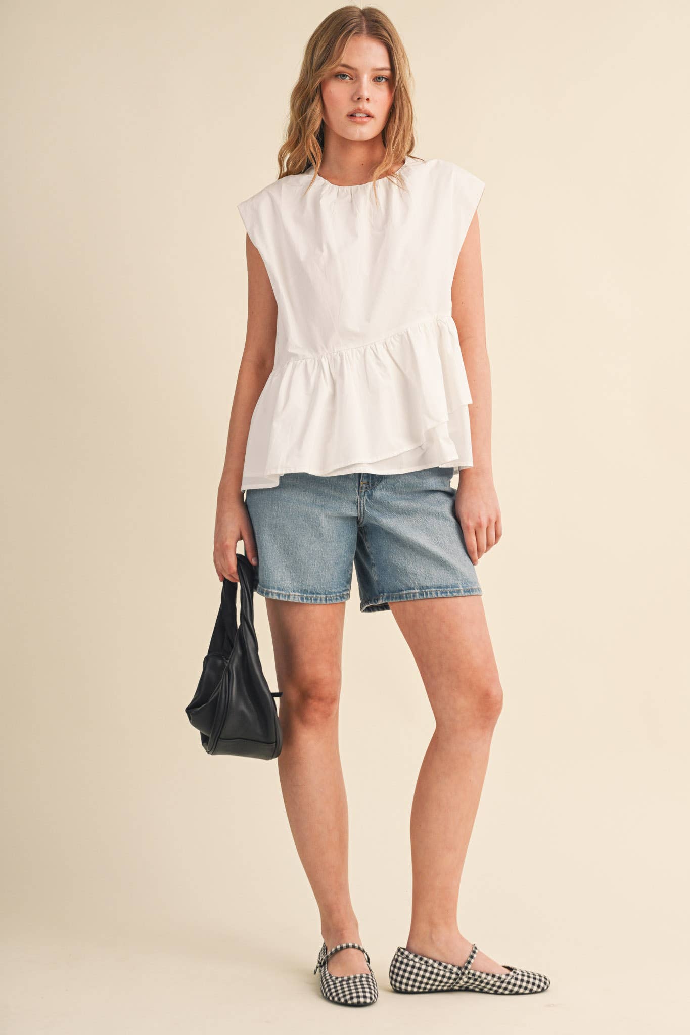 Sunday Melody Peplum Top-Off White