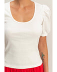 Perfect Fit Puff Sleeve Top-White