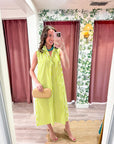Nantucket Stripe Maxi Dress-Lime