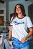 Bonjour Embroidered Ringer Tee