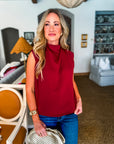 Polished Affair Top-Burgundy