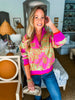 Cozy Florals Zip Pullover- Fuchsia Sage