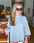 Go With the Flow Knit Top-Soft Blue/Orange Red
