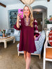 Loving Views Mini Dress-Burgundy