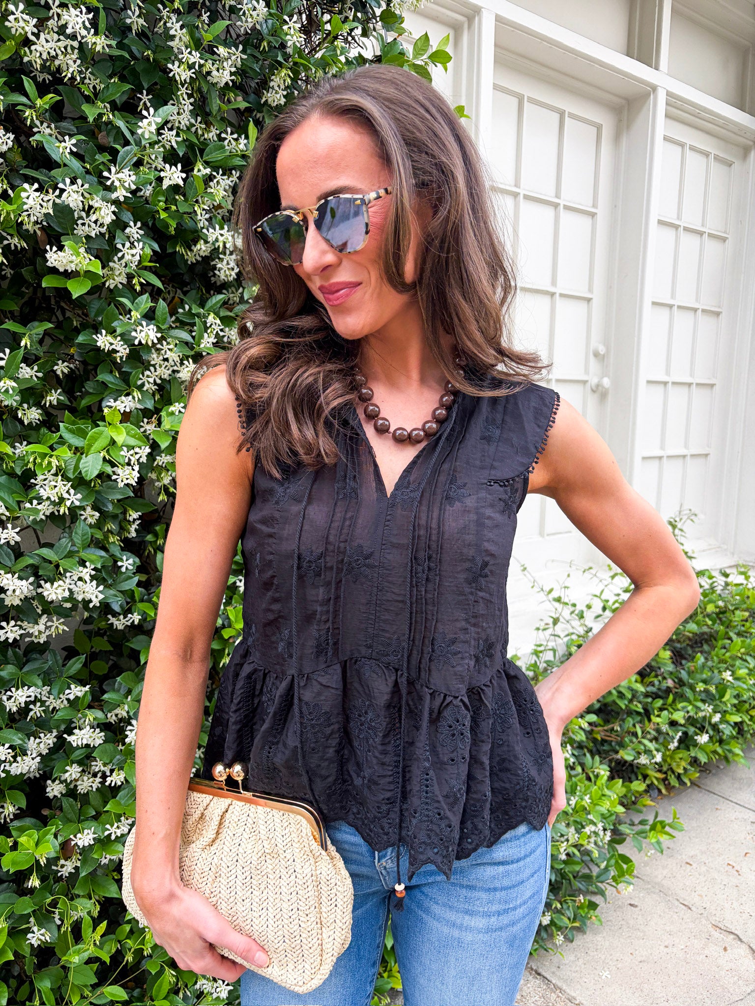 Lady Luck Embroidered Peplum Top