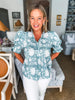Bluebell Charm Floral Top-Forest