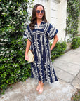 Sunkissed Glow Midi Dress- Navy/Cream