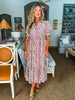 Vineyard Bound Floral Midi Dress-Purple