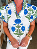 Lavender Love Floral Top-Off White/Blue