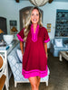 Mykonos Meetup Mini Dress-Burgundy