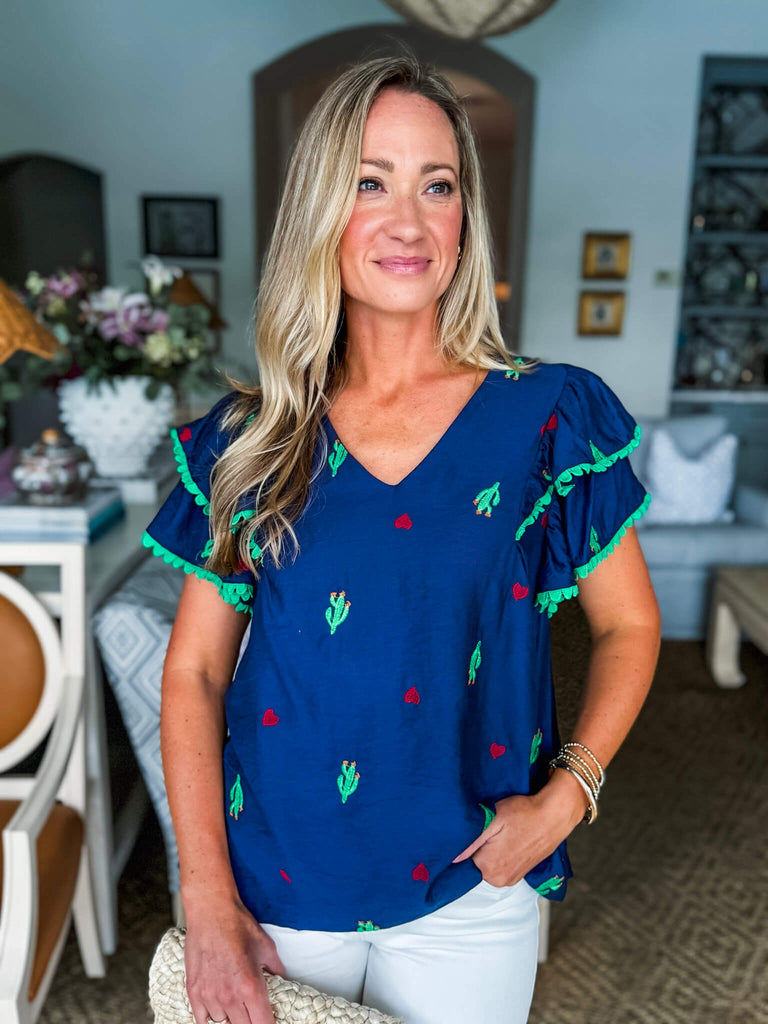 Cactus Cutie Embroidered Top