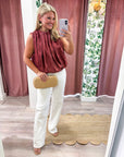 Estelle Pleated Balloon Top-Rust