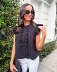 Blissful Wind Button Down Top-Black