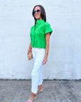 Timeless Touch Collar Top-Green