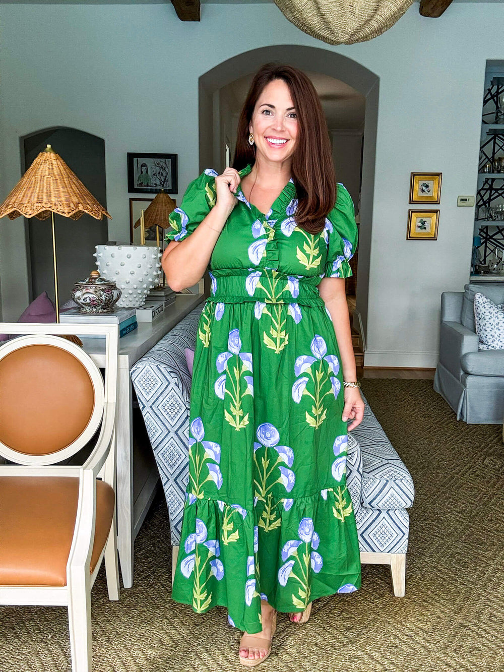 Simply Lovely Floral Midi Dress-Green