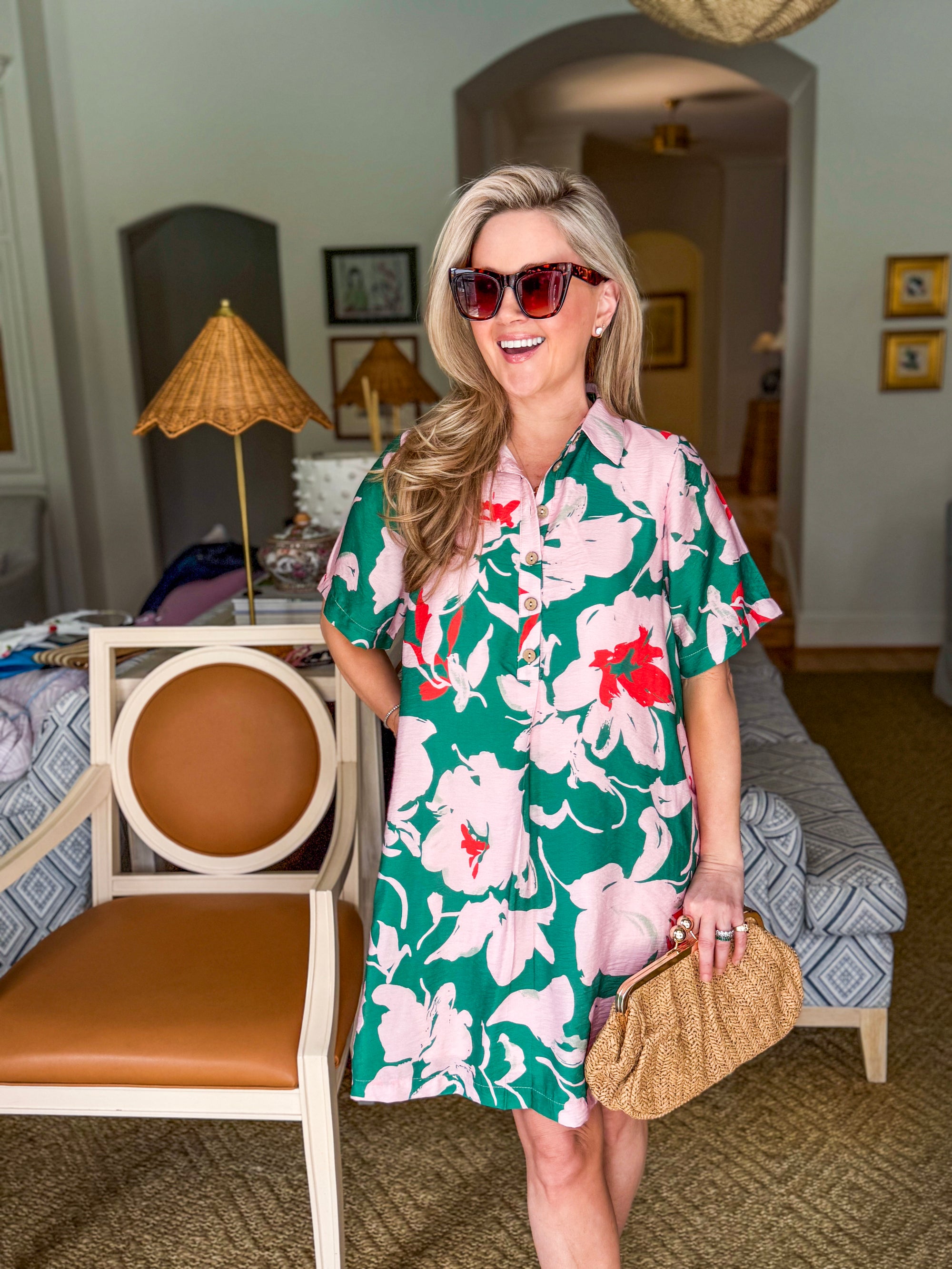 PREORDER: Tropical Paradise Floral Shirt Dress
