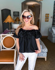 Great Night Off Shoulder Top-Black