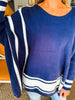 Sports Mode Batwing Sweater- Navy/Ivory