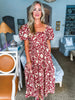 Avenue Stroll Floral Print Midi Dress